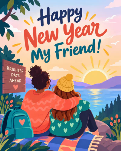 New year ecard for friend
