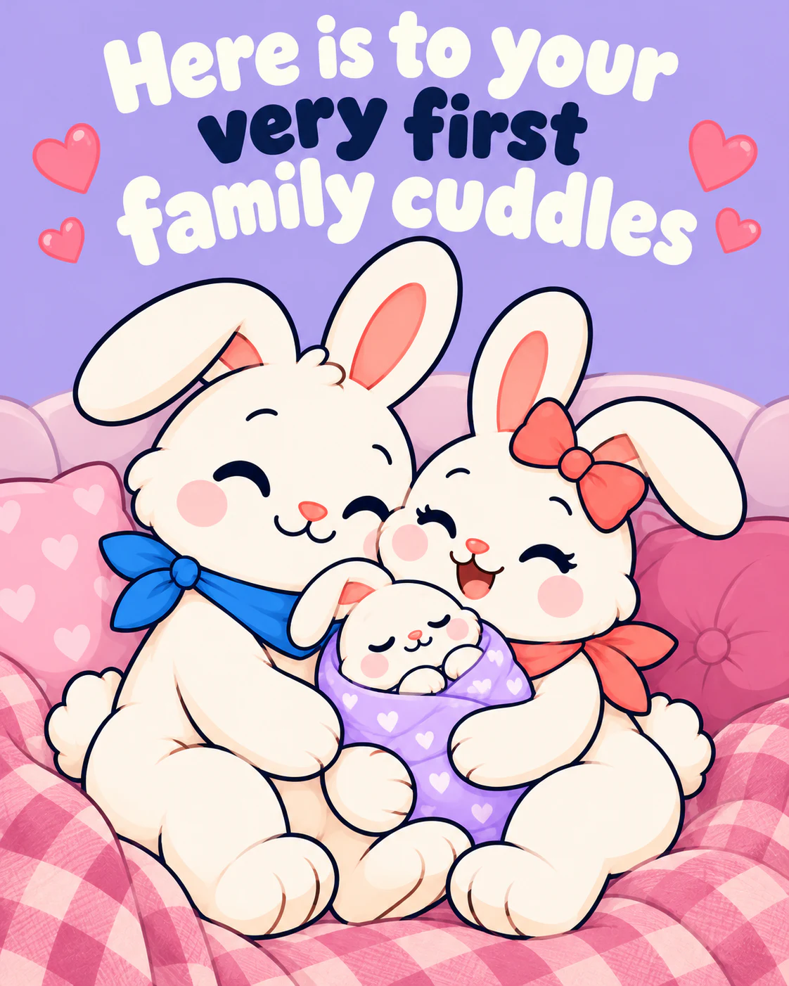 Here is to your very first family cuddles