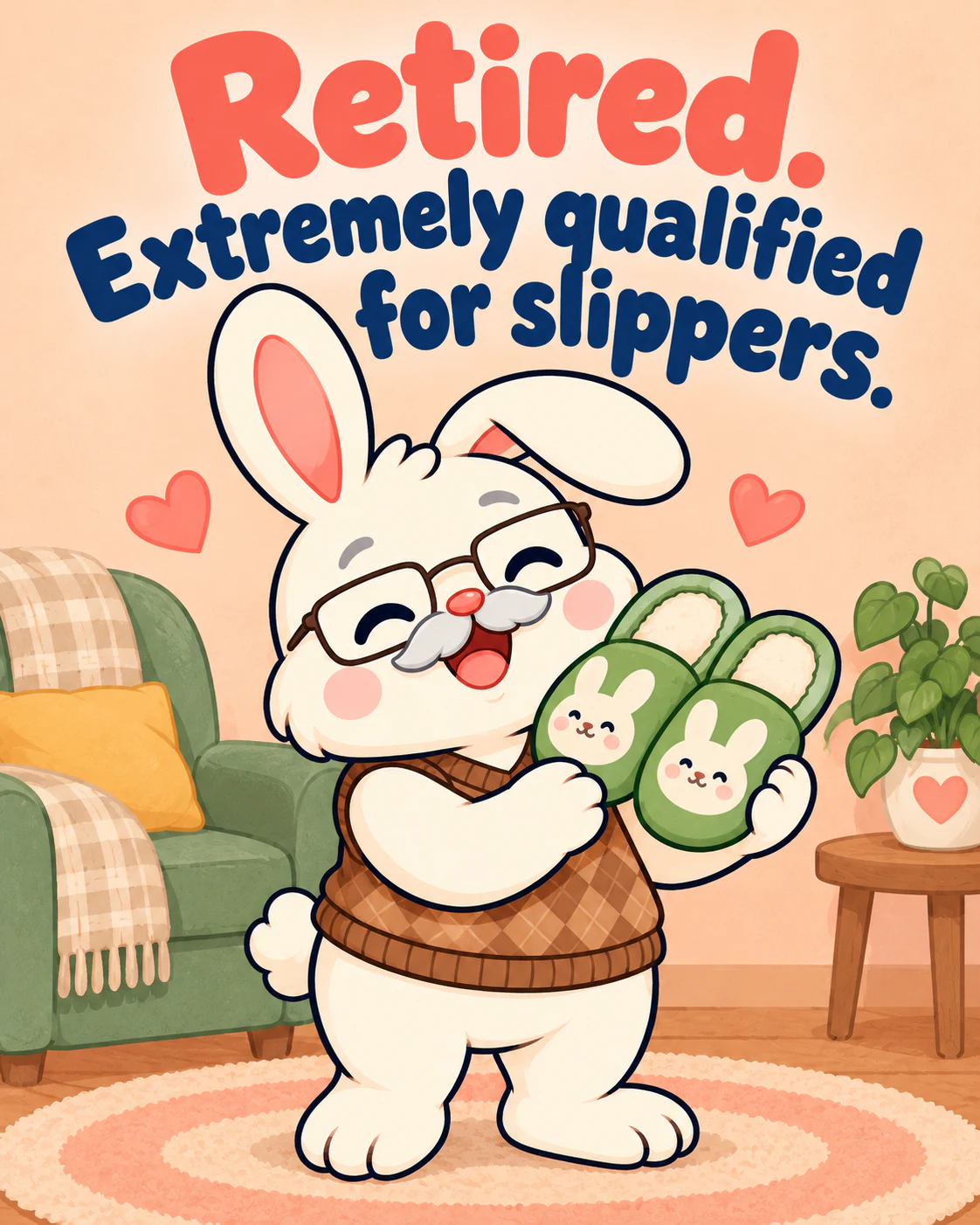 Retired. Extremely qualified for slippers.