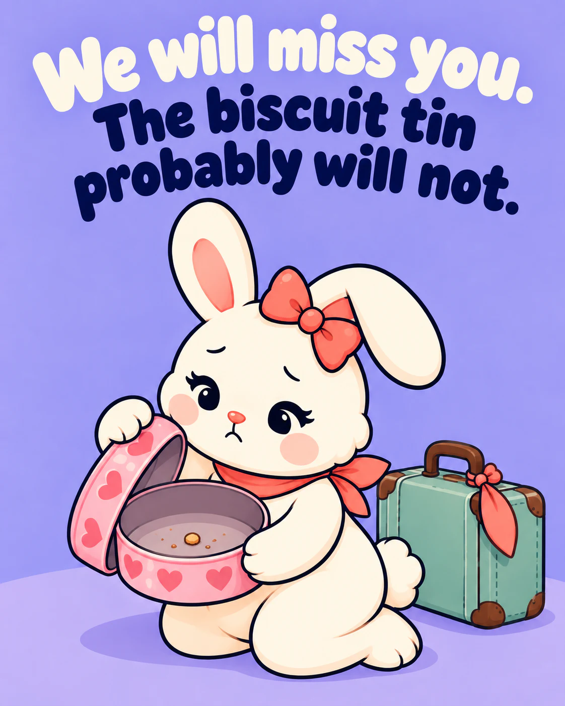 We will miss you. The biscuit tin probably will not.