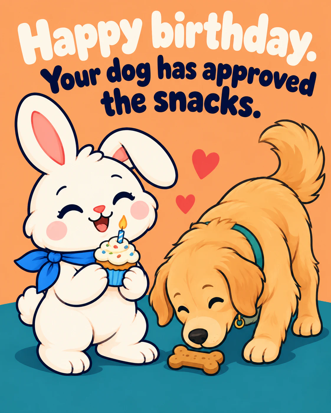 Happy birthday. Your dog has approved the snacks.