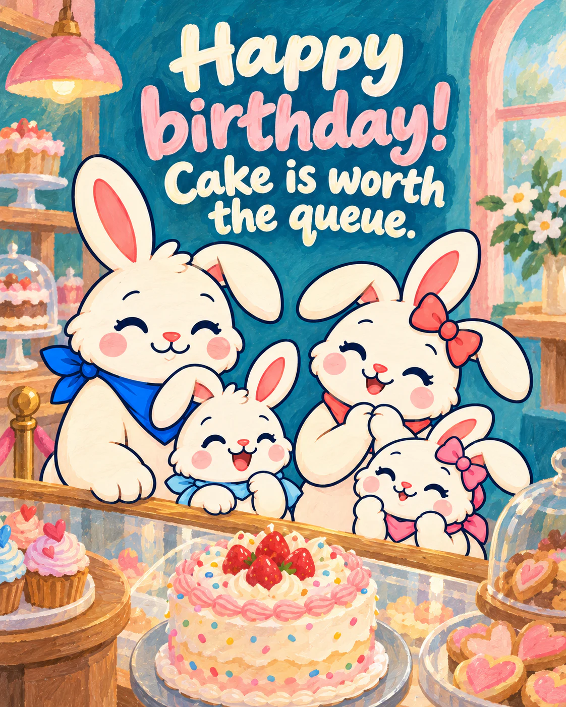 Happy birthday! Cake is worth the queue.