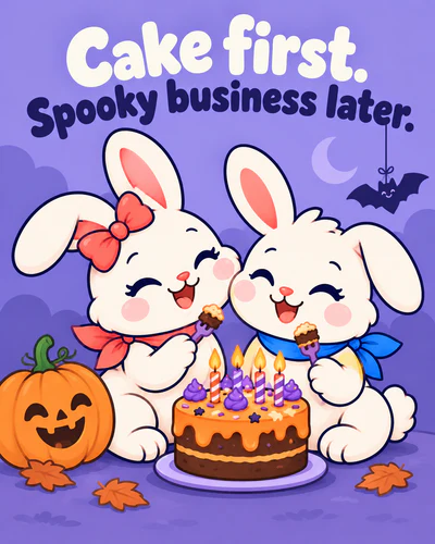 Cake first. Spooky business later.
