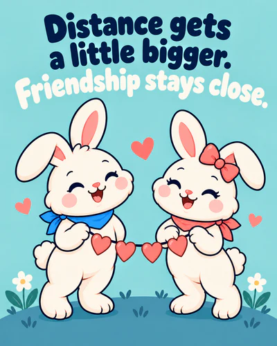 Distance gets a little bigger. Friendship stays close.