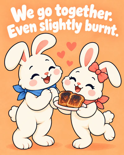 We go together. Even slightly burnt.