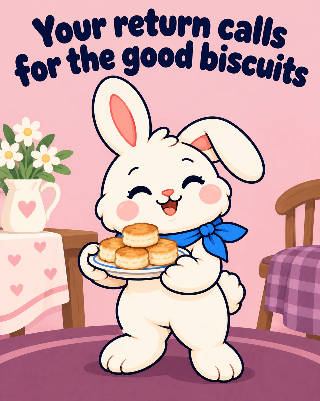 Your return calls for the good biscuits
