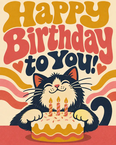 Cat birthday ecard