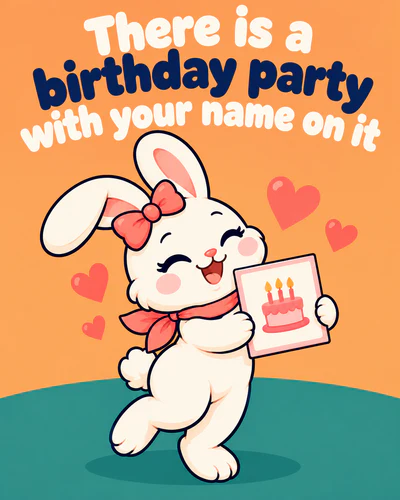 There is a birthday party with your name on it