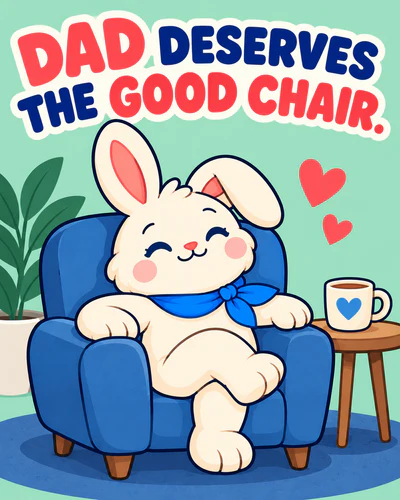 DAD DESERVES THE GOOD CHAIR.