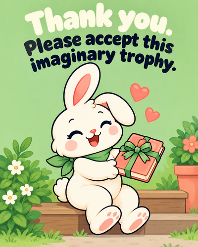 Thank you. Please accept this imaginary trophy.