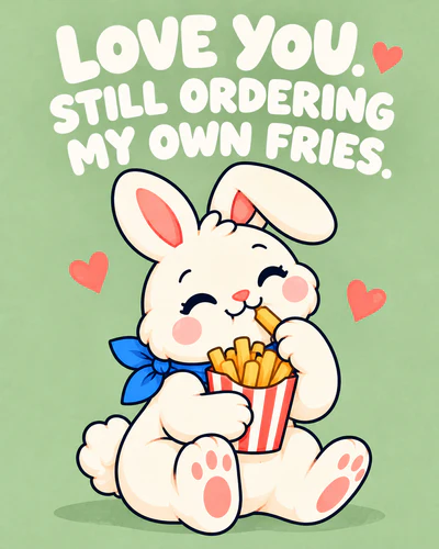 LOVE YOU. STILL ORDERING MY OWN FRIES.
