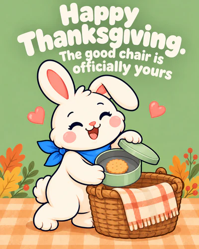 Happy Thanksgiving. The good chair is officially yours
