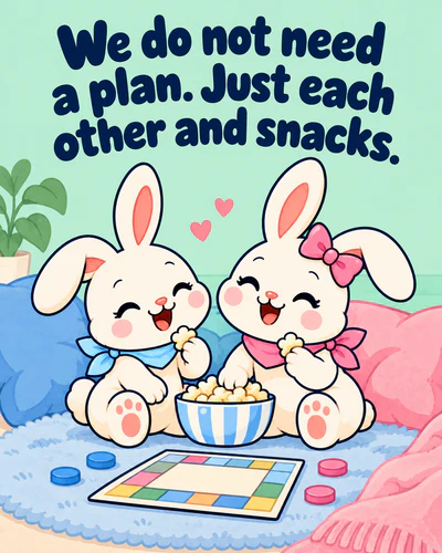 We do not need a plan. Just each other and snacks.