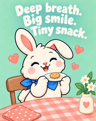 Deep breath. Big smile. Tiny snack.