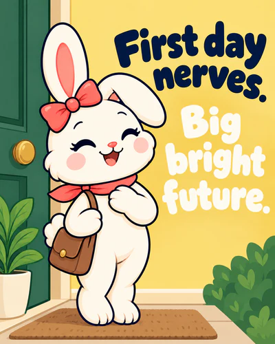 First day nerves. Big bright future.