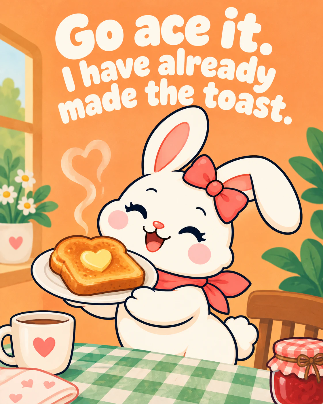 Go ace it. I have already made the toast.