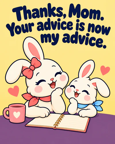 Thanks, Mom. Your advice is now my advice.