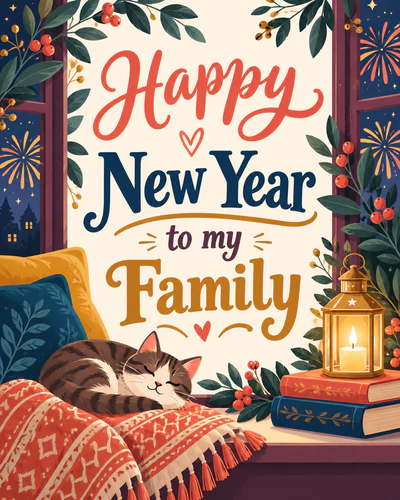 New year ecard for family