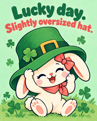 Lucky day. Slightly oversized hat.
