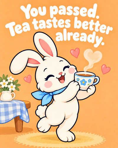You passed. Tea tastes better already.