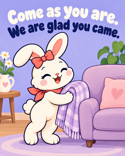 Come as you are. We are glad you came.