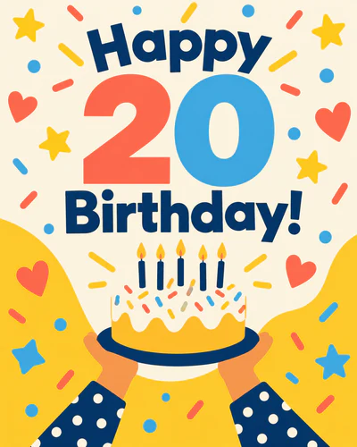 20th birthday ecard