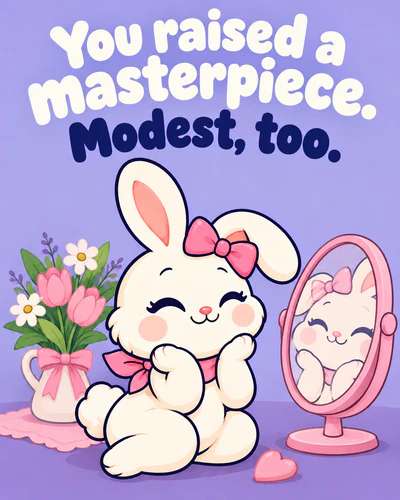 You raised a masterpiece. Modest, too.