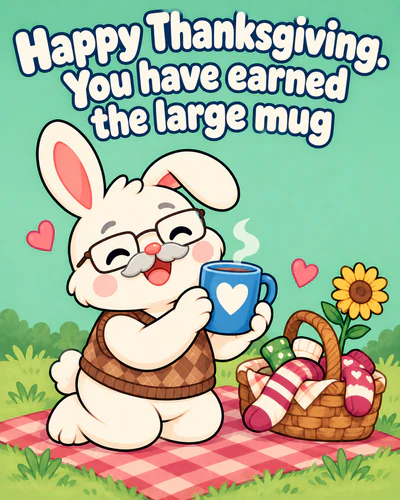 Happy Thanksgiving. You have earned the large mug