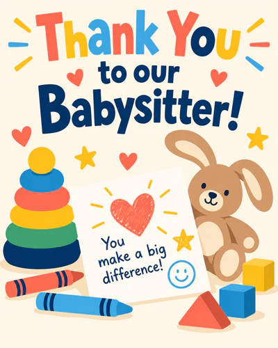 Thank you ecard for babysitter