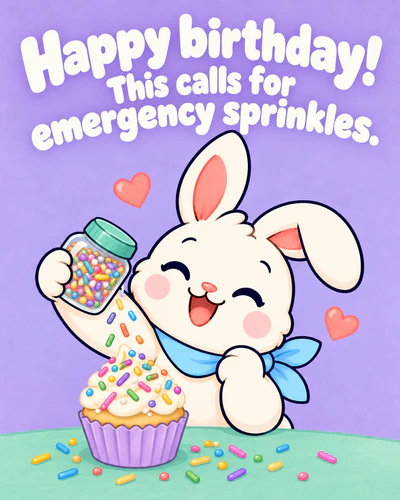 Happy birthday! This calls for emergency sprinkles.