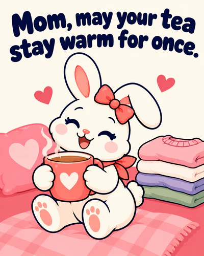 Mom, may your tea stay warm for once.