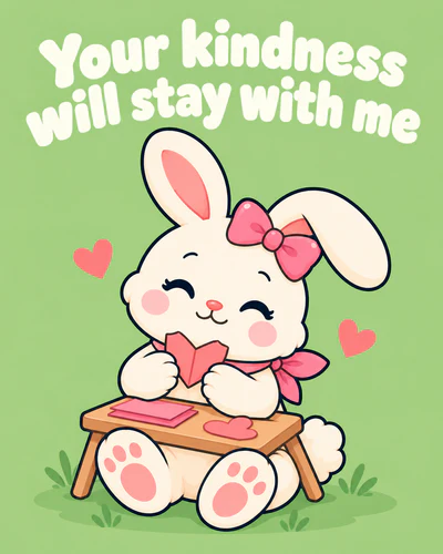 Your kindness will stay with me