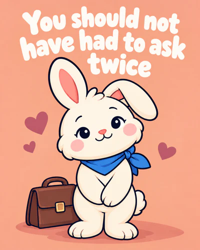 You should not have had to ask twice