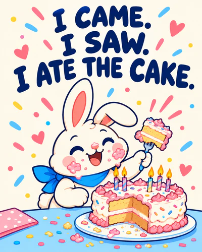 I came. I saw. I ate the cake.