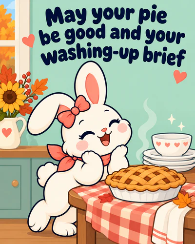 May your pie be good and your washing-up brief