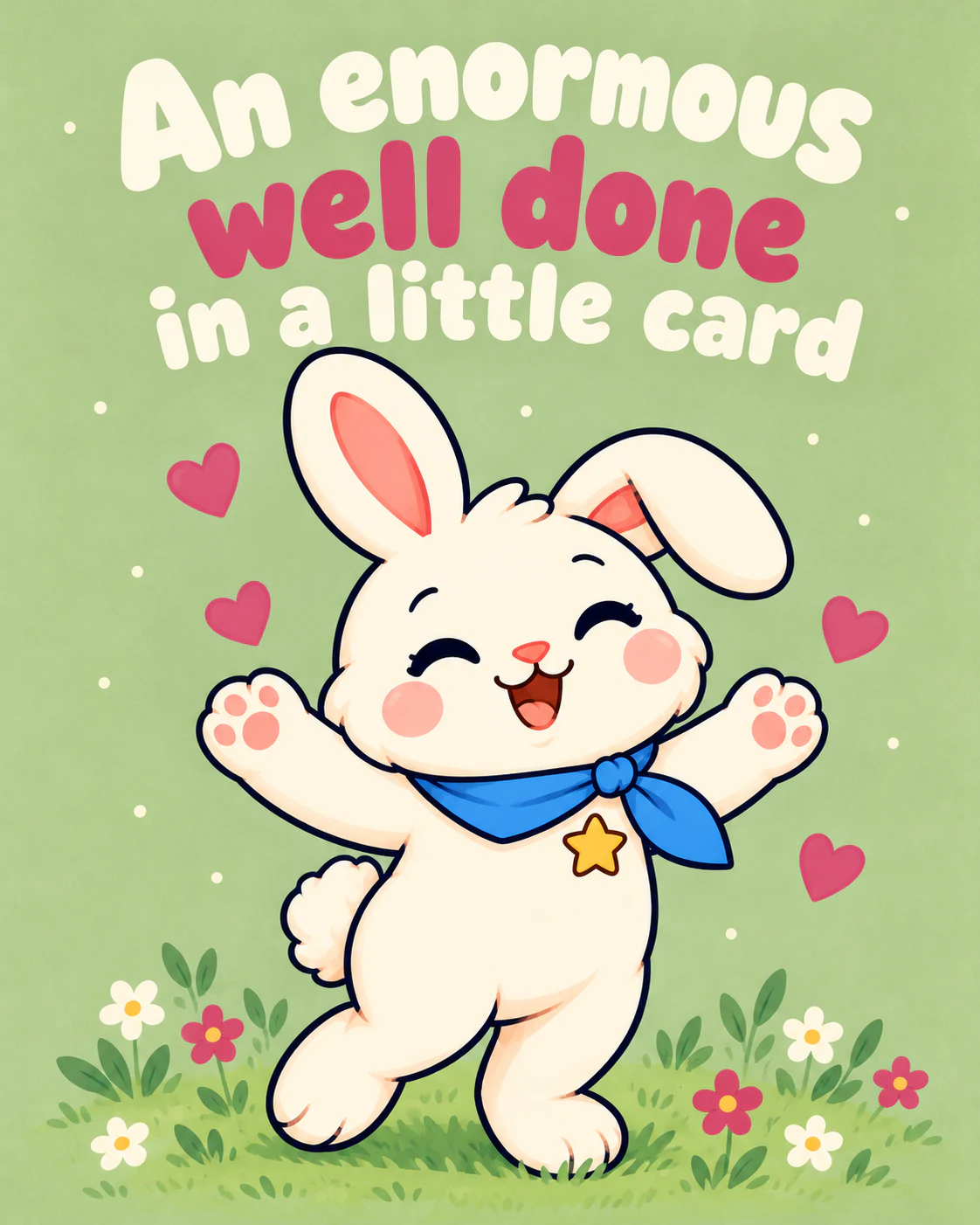 An enormous well done in a little card