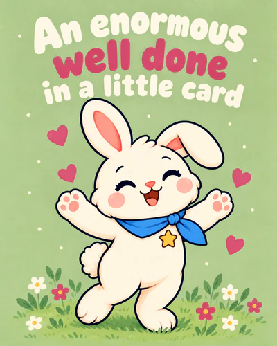 An enormous well done in a little card