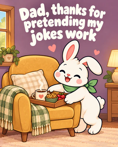 Dad, thanks for pretending my jokes work