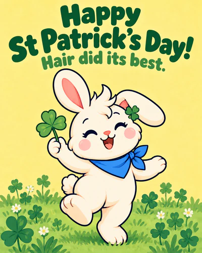 Happy St Patrick’s Day! Hair did its best.