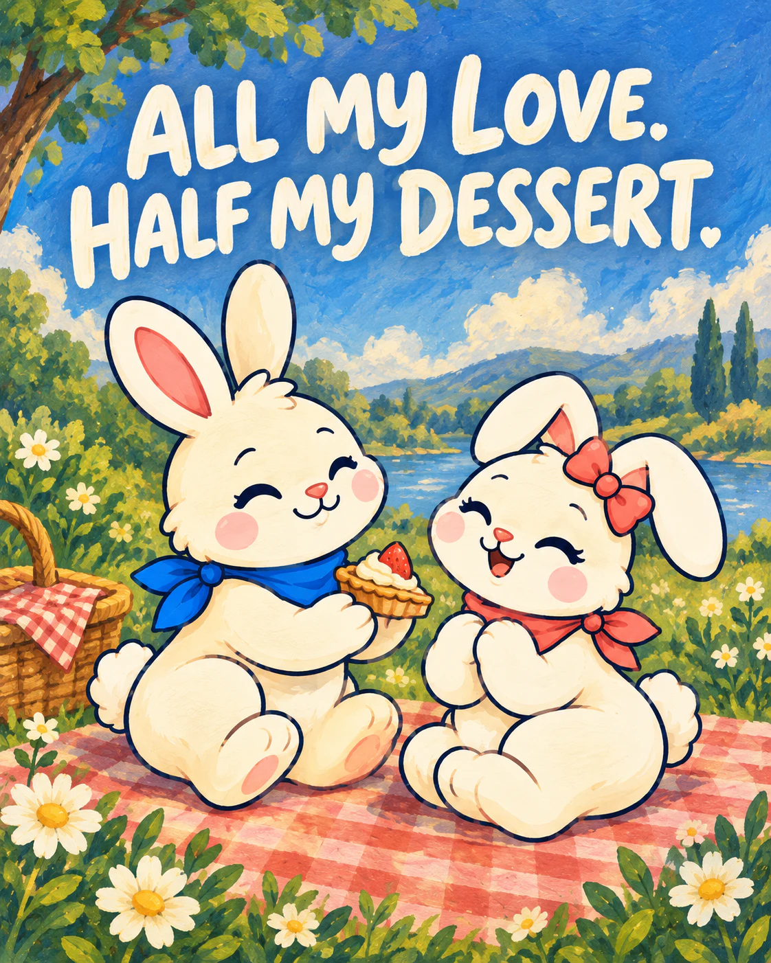 ALL MY LOVE. HALF MY DESSERT.