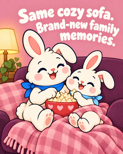 Same cozy sofa. Brand-new family memories.