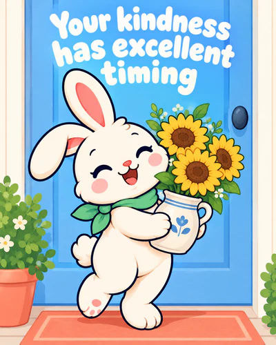 Your kindness has excellent timing