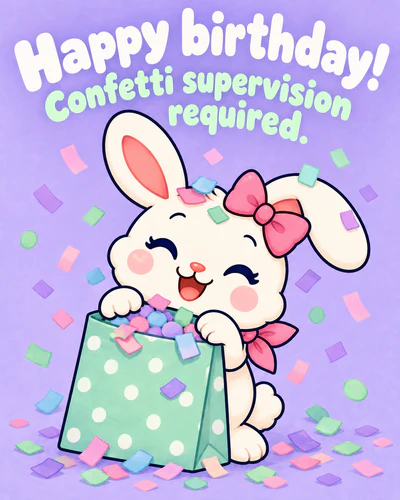 Happy birthday! Confetti supervision required.