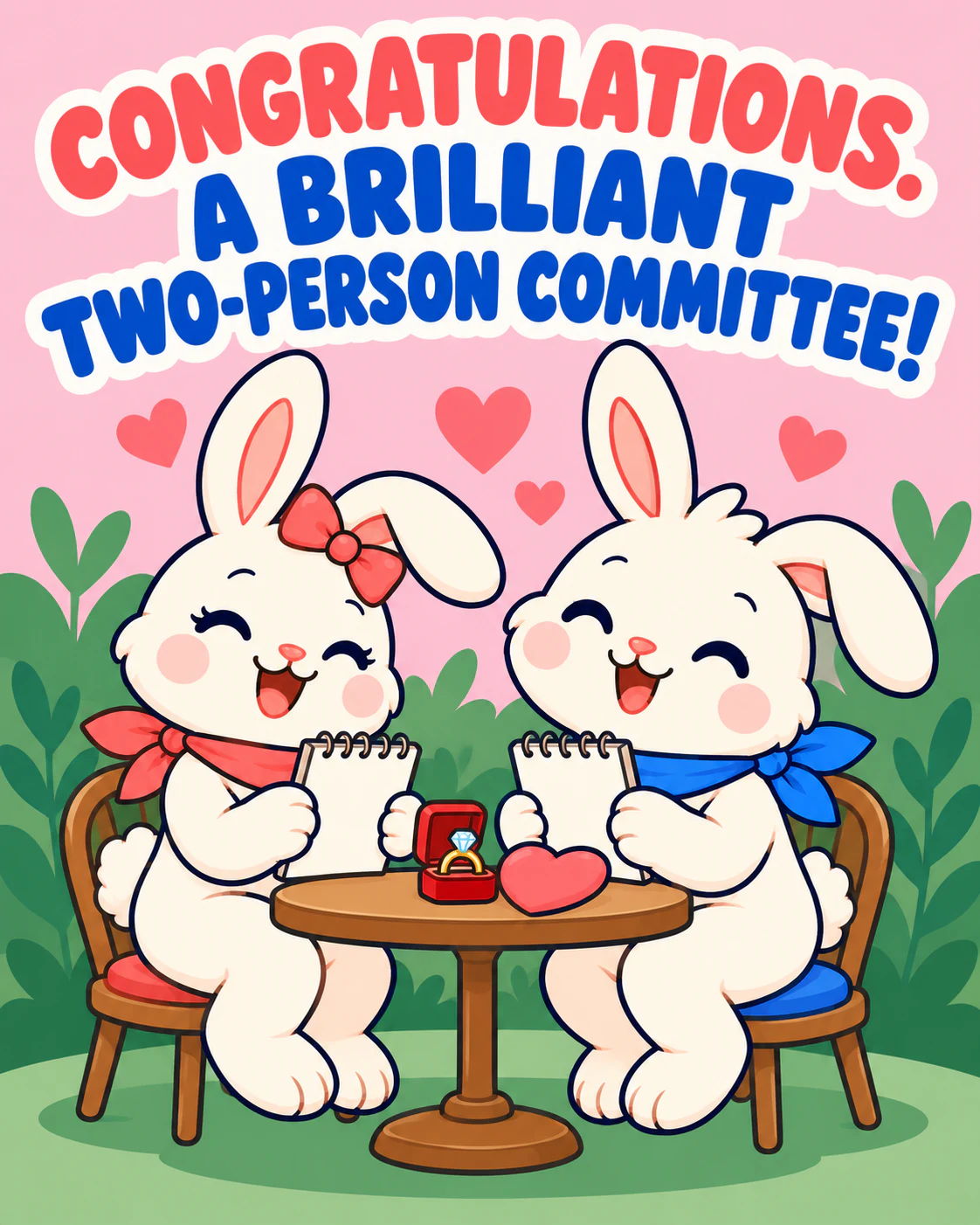 CONGRATULATIONS. A BRILLIANT TWO-PERSON COMMITTEE!