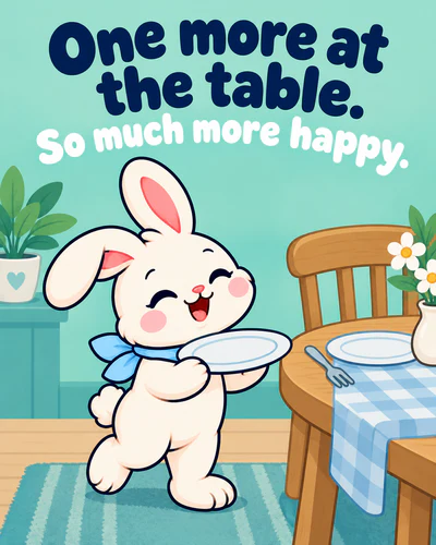 One more at the table. So much more happy.