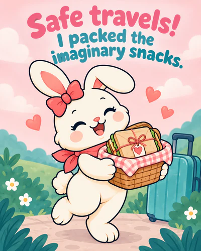 Safe travels! I packed the imaginary snacks.