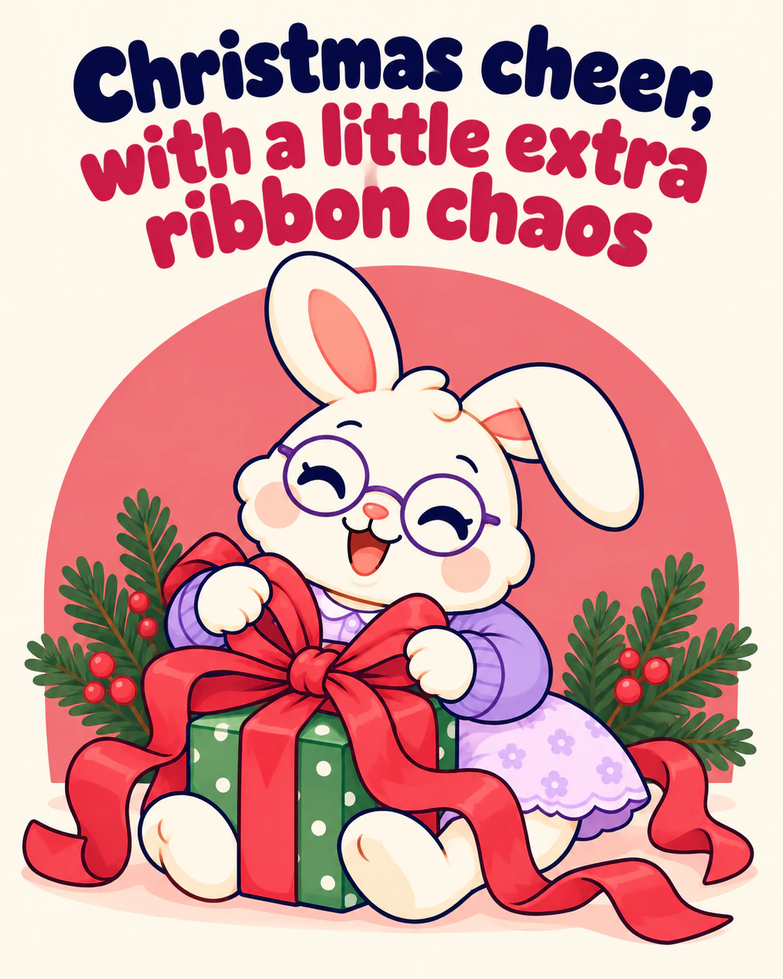 Christmas cheer, with a little extra ribbon chaos