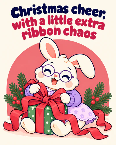 Christmas cheer, with a little extra ribbon chaos