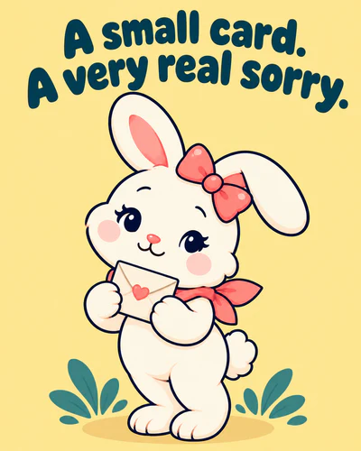 A small card. A very real sorry.