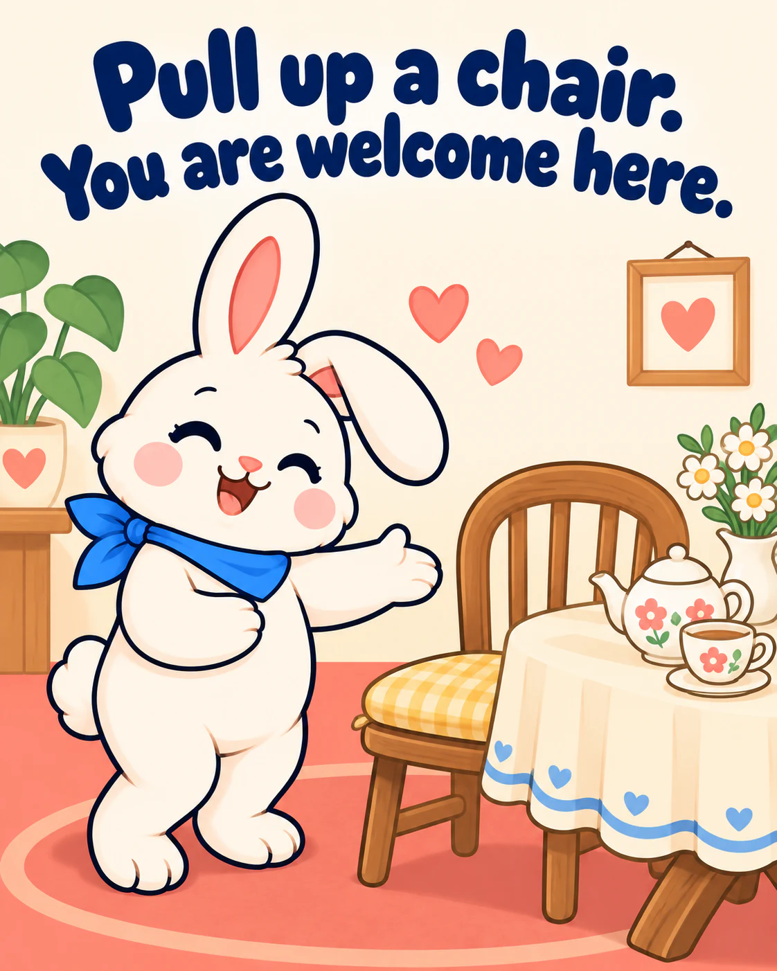Pull up a chair. You are welcome here.